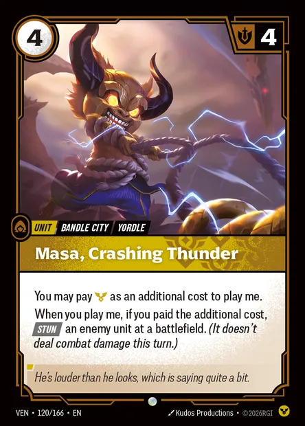 Masa, Crashing Thunder, carte Riftbound VEN 120 — extension Vendetta