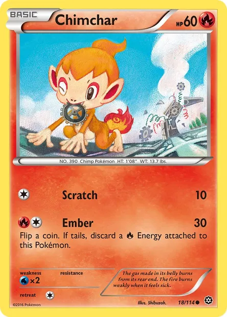 Chimchar, Pokémon card STS 18 — Steam Siege set
