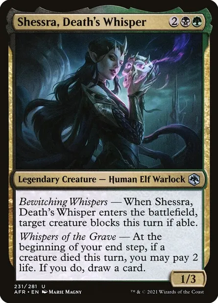 Shessra, Death's Whisper, Magic card AFR 231 — Adventures in the Forgotten Realms set