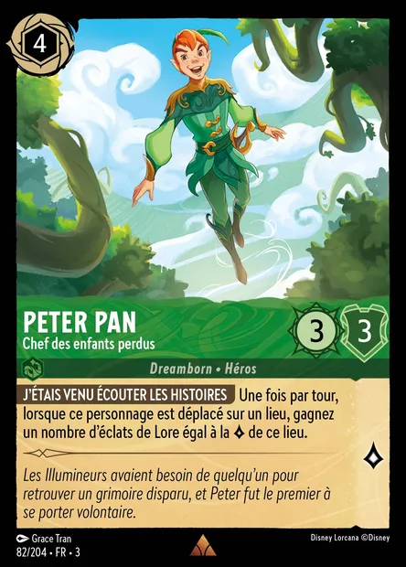 Peter Pan - Chef des enfants perdus, carte Disney Lorcana CH3-082 — extension Les Terres d'Encres