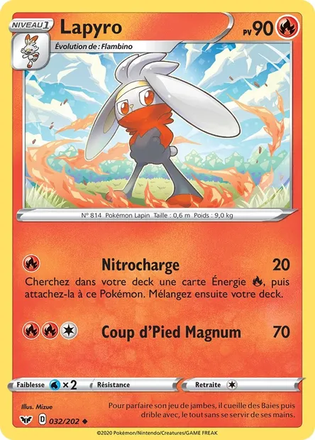 Lapyro, carte Pokémon SSH 32 — extension Épée et Bouclier