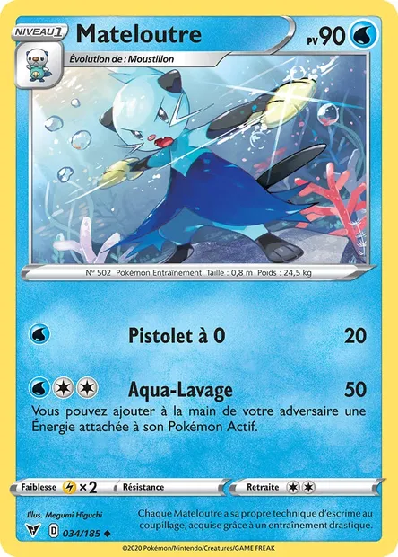 Mateloutre, carte Pokémon VIV 34 — extension Voltage Éclatant