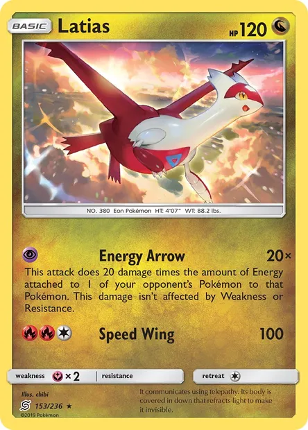 Latias, Pokémon card UNM 153 — Unified Minds set