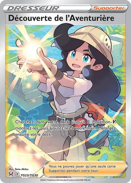 Découverte de l'Aventurière, carte Pokémon LOR TG23 — extension Origine Perdue