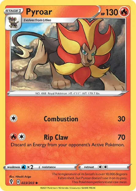 Pyroar, Pokémon card EVS 23 — Evolving Skies set