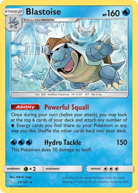 Blastoise, Pokémon card TEU 25 — Team Up set