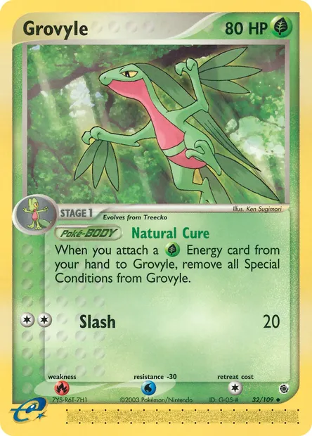 Grovyle, Pokémon card RS 32 — Ruby & Sapphire set