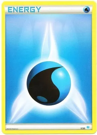 Énergie Eau, carte Pokémon TK9S 001 — extension XY Trainer Kit: Pikachu Libre & Suicune (Suicune)