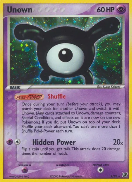 Unown, Pokémon card EXU X — Unseen Forces Unown Collection set