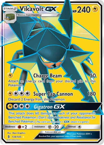 Vikavolt GX, Pokémon card GRI 134 — Guardians Rising set