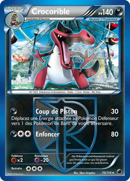 Crocorible, carte Pokémon PLF 70 — extension Glaciation Plasma