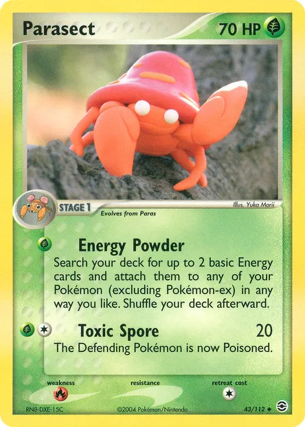 Parasect, Pokémon card RG 43 — FireRed & LeafGreen set