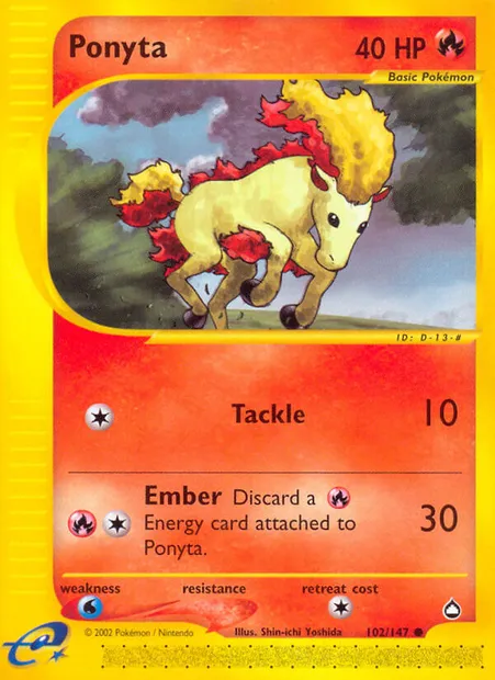 Ponyta, Pokémon card AQ 102 — Aquapolis set