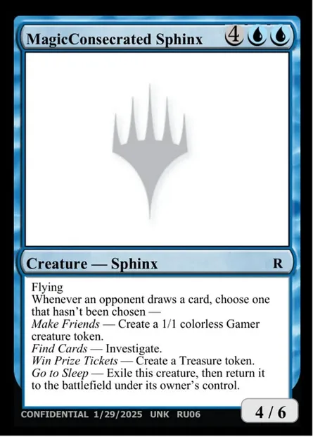 MagicConsecrated Sphinx, Magic card UNK RU06a — Unknown Event set