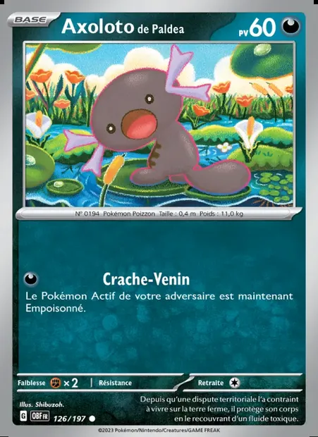Axoloto de Paldea, carte Pokémon OBF 126 — extension Flammes Obsidiennes