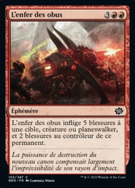 L'enfer des obus, carte Magic BRO 155 — extension La Guerre Fratricide