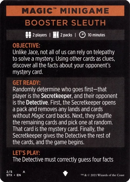 Booster Sleuth // Booster Sleuth (cont'd), Magic card MSTX 2 — Strixhaven: School of Mages Minigames set
