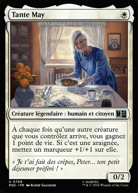 Tante May, carte Magic MSC 768 — extension Marvel Super Heroes Commander