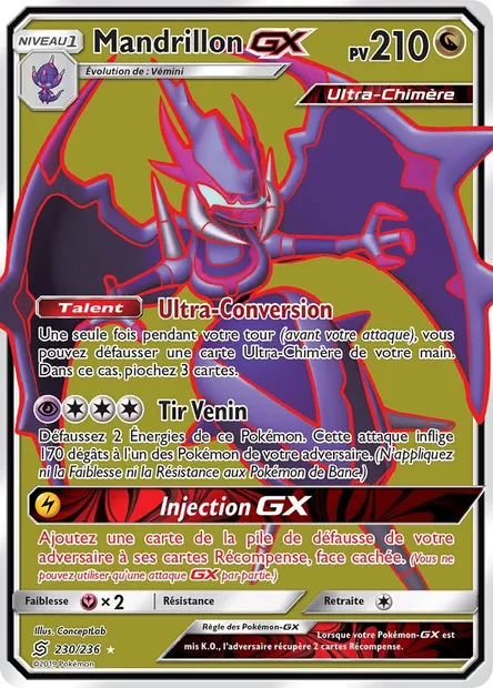 Mandrillon GX, carte Pokémon UNM 230 — extension Harmonie des Esprits