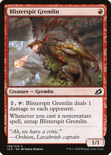 Blisterspit Gremlin, Magic card IKO 108 — Ikoria: Lair of Behemoths set