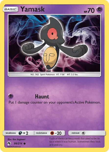 Yamask, Pokémon card LOT 99 — Lost Thunder set