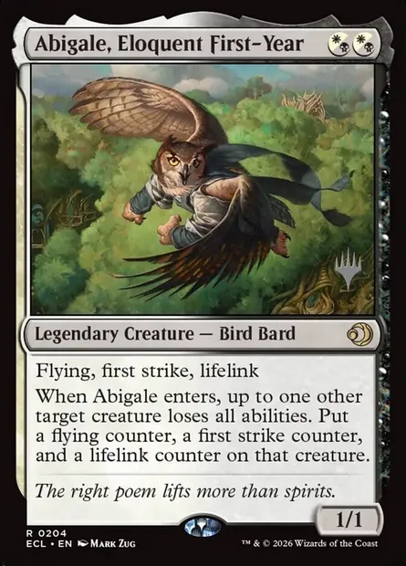 Abigale, Eloquent First-Year, Magic card PECL 204p — Lorwyn Eclipsed Promos set