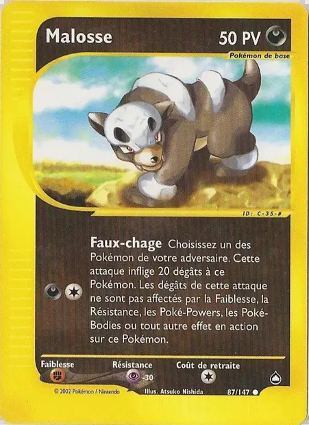 Malosse, carte Pokémon AQ 87 — extension Aquapolis