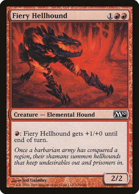 Fiery Hellhound, Magic card M10 135 — Magic 2010 set