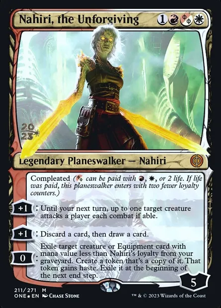 Nahiri, l'impitoyable, carte Magic PONE 211s — extension Phyrexia: All Will Be One Promos