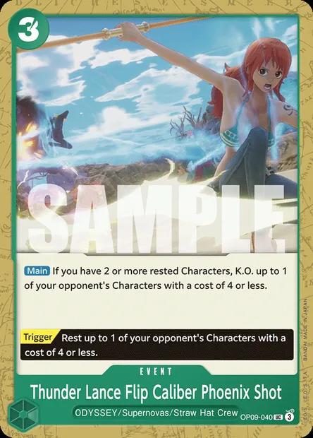 Thunder Lance Flip Caliber Phoenix Shot, One Piece card OP09-040 — EMPERORS IN THE NEW WORLD set