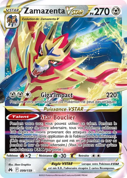 Zamazenta VSTAR, carte Pokémon CRZ 099 — extension Zénith Suprême
