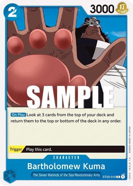 Bartholomew Kuma, One Piece card ST03-010 — The Seven Warlords of the Sea set