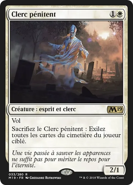 Clerc pénitent, carte Magic M19 33 — extension Core Set 2019