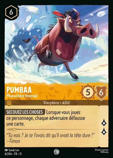 Pumbaa - Phacochère hivernal, carte Disney Lorcana CH11-004 — extension Givresort