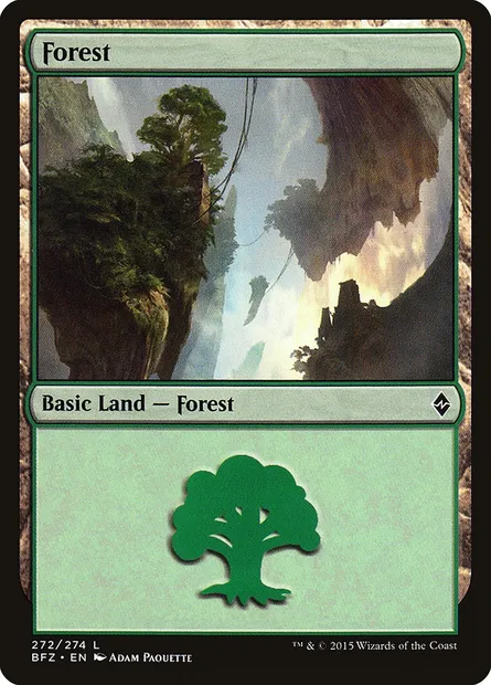 Forest, Magic card BFZ 272a — Battle for Zendikar set