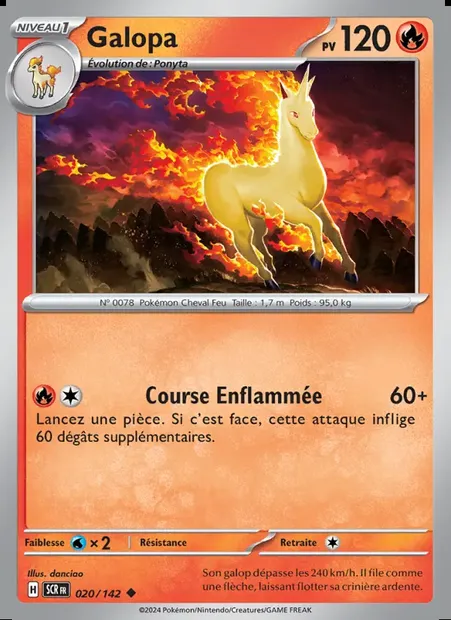 Galopa, carte Pokémon SCR 020 — extension Couronne Stellaire