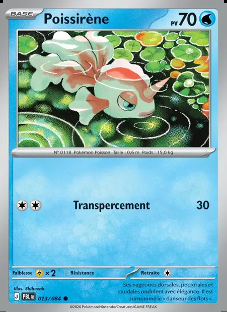 Poissirène, carte Pokémon PBL 013 — extension Nuit Noire