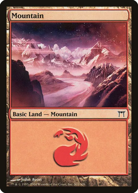 Mountain, Magic card CHK 301 — Champions of Kamigawa set