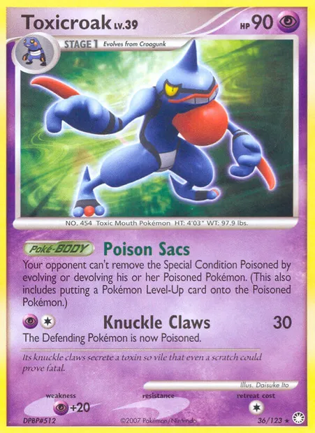 Toxicroak, Pokémon card MT 36 — Mysterious Treasures set