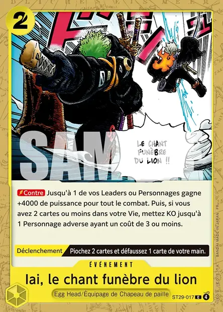 Iai, le chant funèbre du lion, carte One Piece ST29-017 — extension EGG HEAD