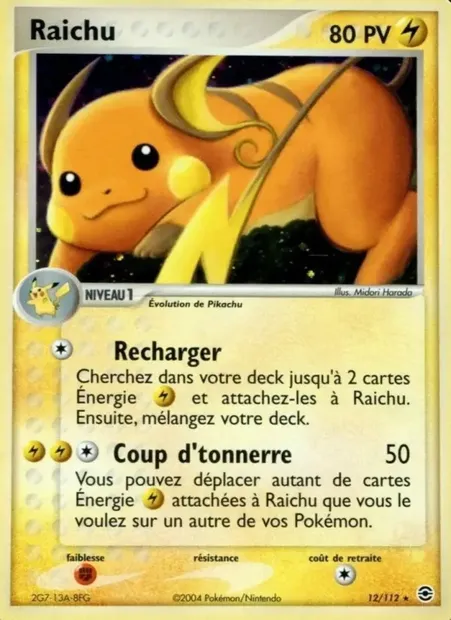 Raichu, carte Pokémon RG 12 — extension EX Rouge Feu & Vert Feuille