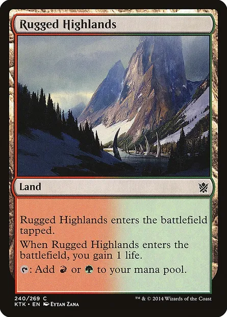 Rugged Highlands, Magic card KTK 240 — Khans of Tarkir set