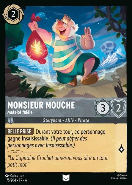 Monsieur Mouche - Matelot fidèle, carte Disney Lorcana CH6-175 — extension La Mer Azurite