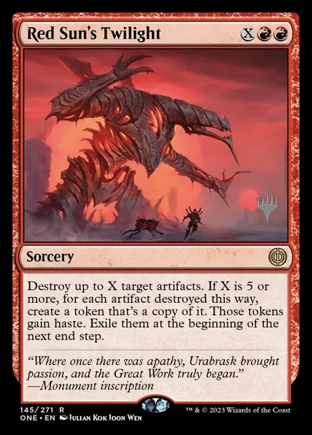 Red Sun's Twilight, Magic card PONE 145p — Phyrexia: All Will Be One Promos set