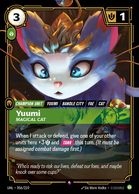 Yuumi, carte Riftbound UNL 056 — extension Unleashed