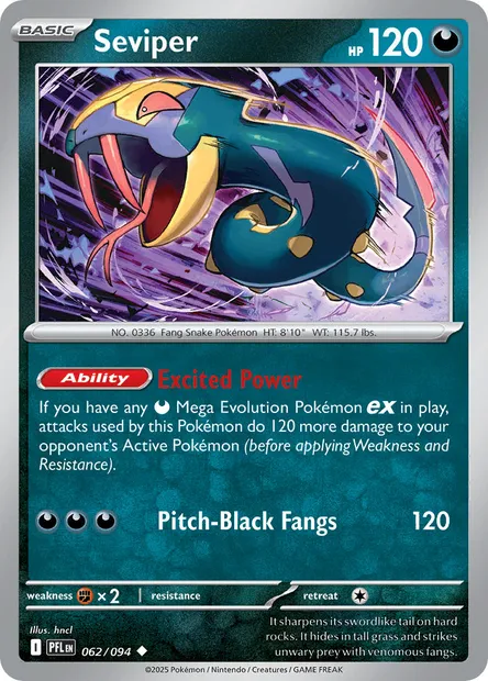 Seviper, Pokémon card PFL 062 — Phantasmal Flames set