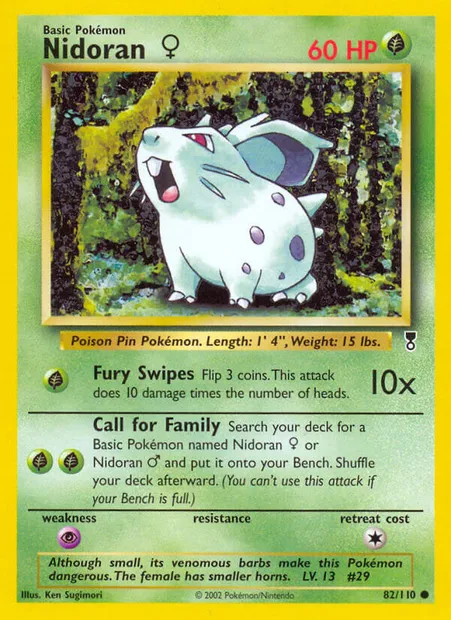 Nidoran ♀, Pokémon card LC 82 — Legendary Collection set