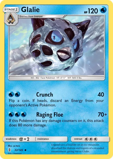 Glalie, Pokémon card GRI 32 — Guardians Rising set