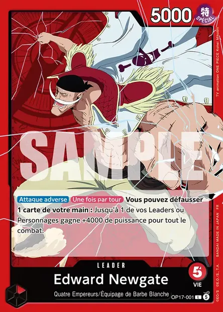 Edward Newgate, carte One Piece OP17-001 — extension LES GUERRIERS LES PLUS PUISSANTS AU MONDE