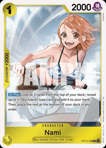 Nami, One Piece card OP15-108 — ADVENTURE ON KAMI’S ISLAND set